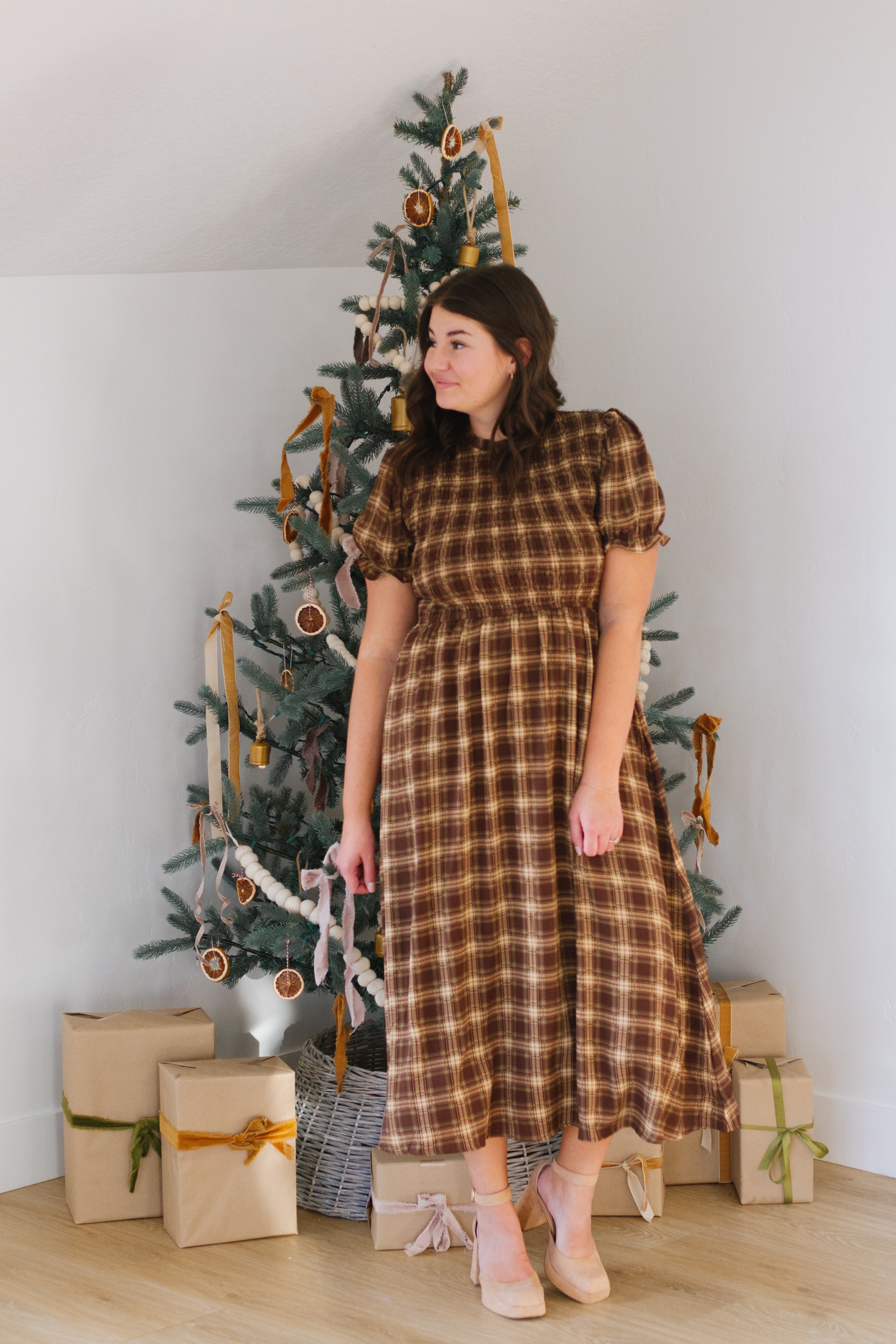 Lottie Plaid Midi Dress