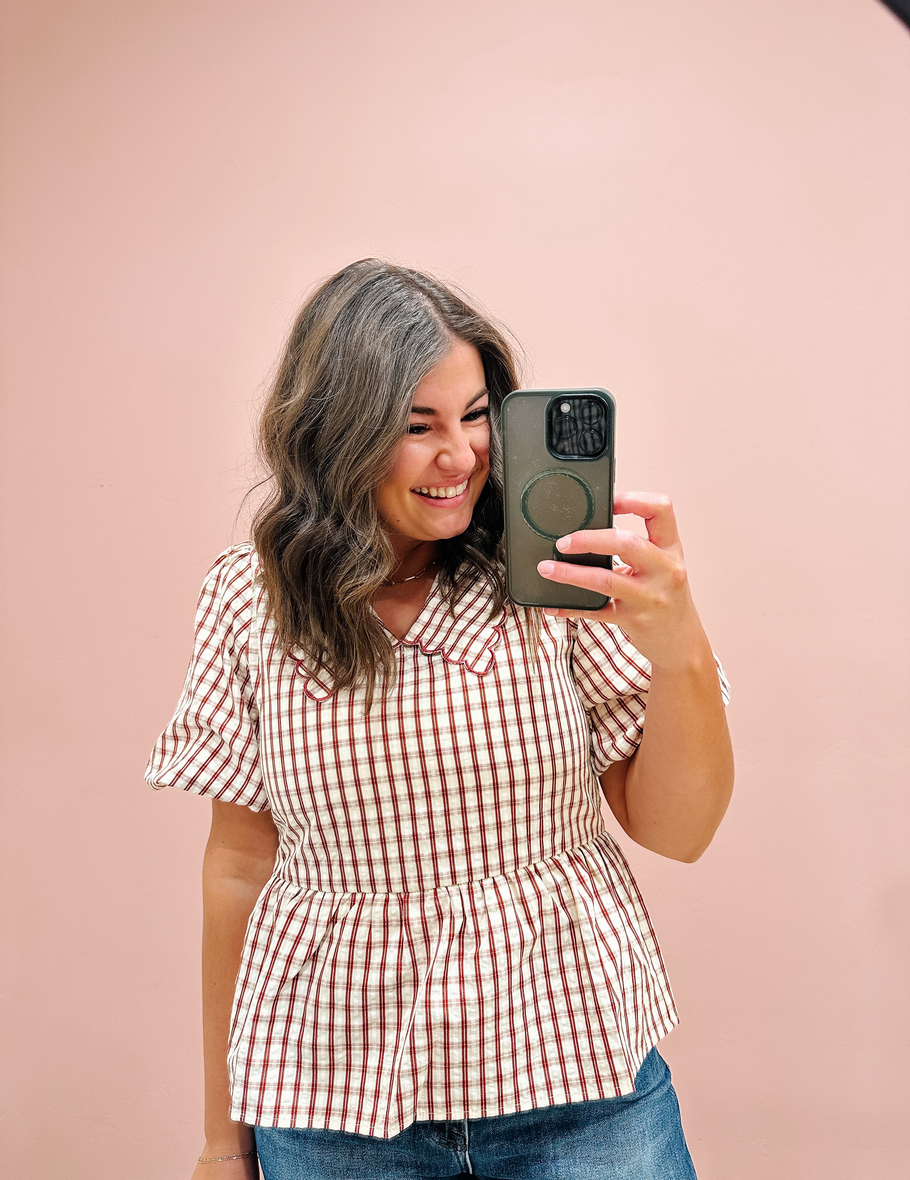 Aubrey Plaid Peplum Blouse