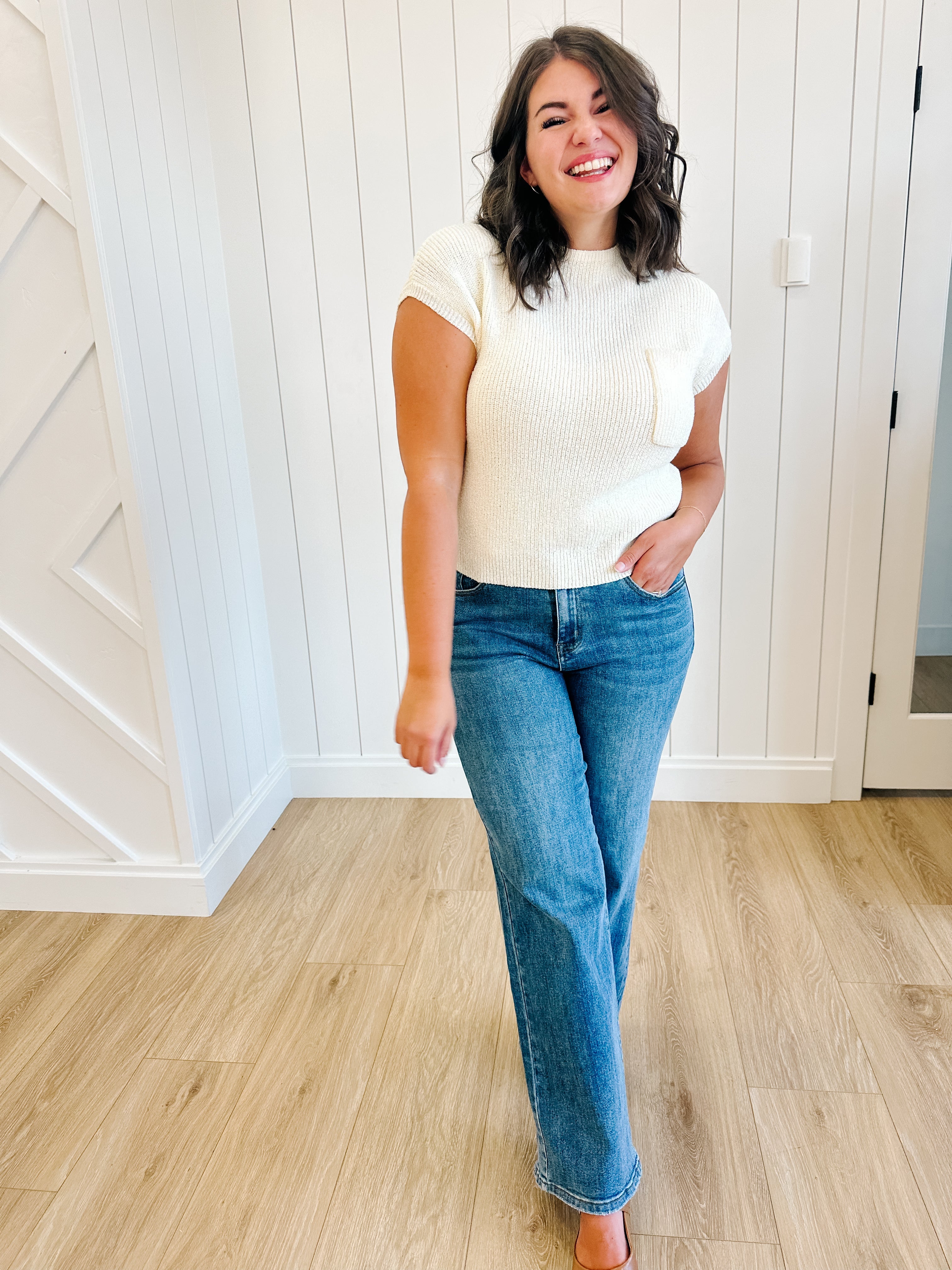 Gina Mock Neck Sweater in Ivory